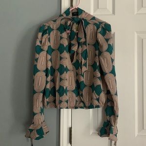 NWT Colorful Blouse with tie details